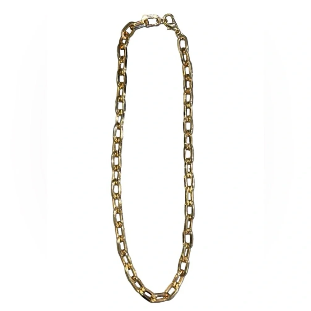Gold tone chain necklace big link 80s estate sale